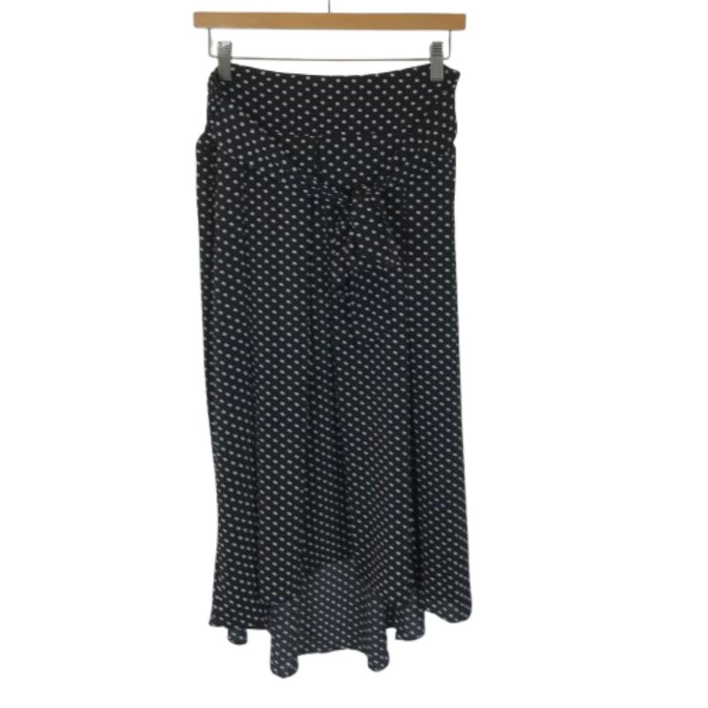 NWT Max Studio Womens Size Medium Black White Polka Dot Hi-lo Hem Maxi Skirt NEW